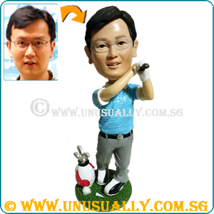 Custom 3D Male Golfer In Blue & White Strip Figurine - 18-20CM